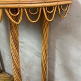 Ensemble miroir et console en bambou et rotin