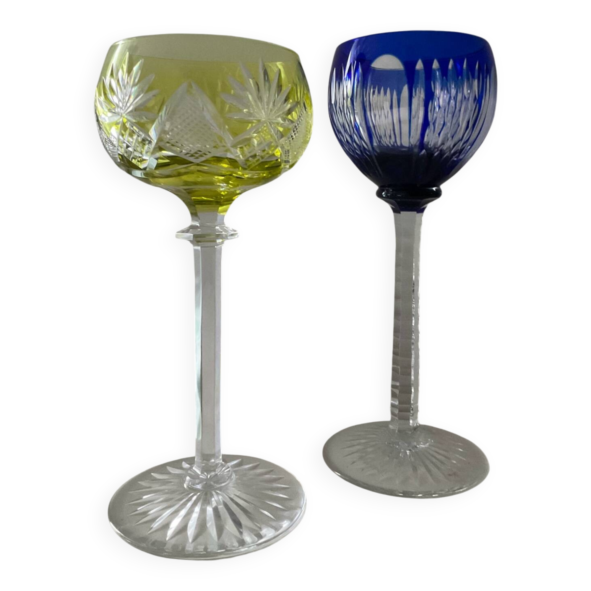 Pair of cut crystal wine glasses