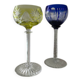 Pair of cut crystal wine glasses