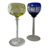 Pair of cut crystal wine glasses