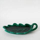Large earthenware catchall, "Leaf" model, green, design, 1970.