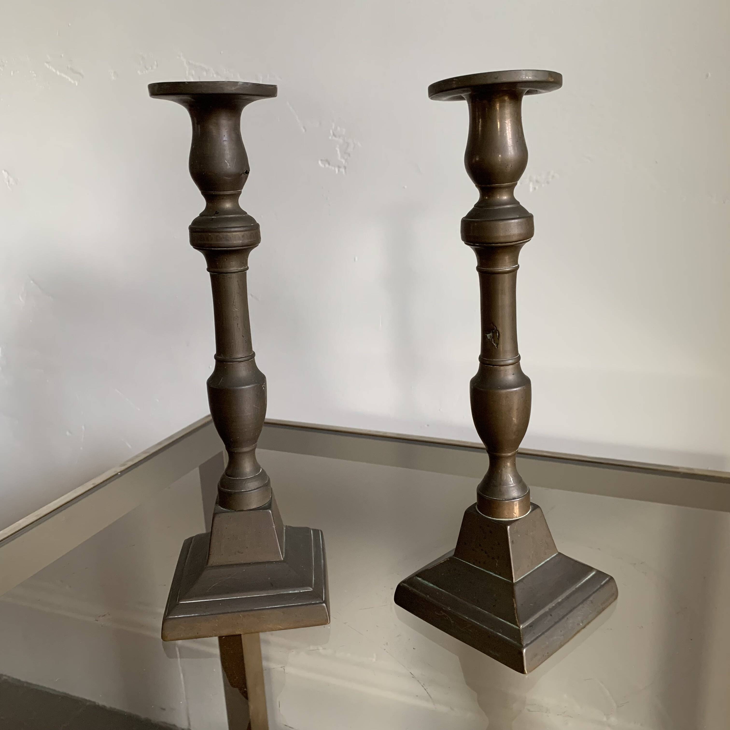 Pair of brass candlesticks