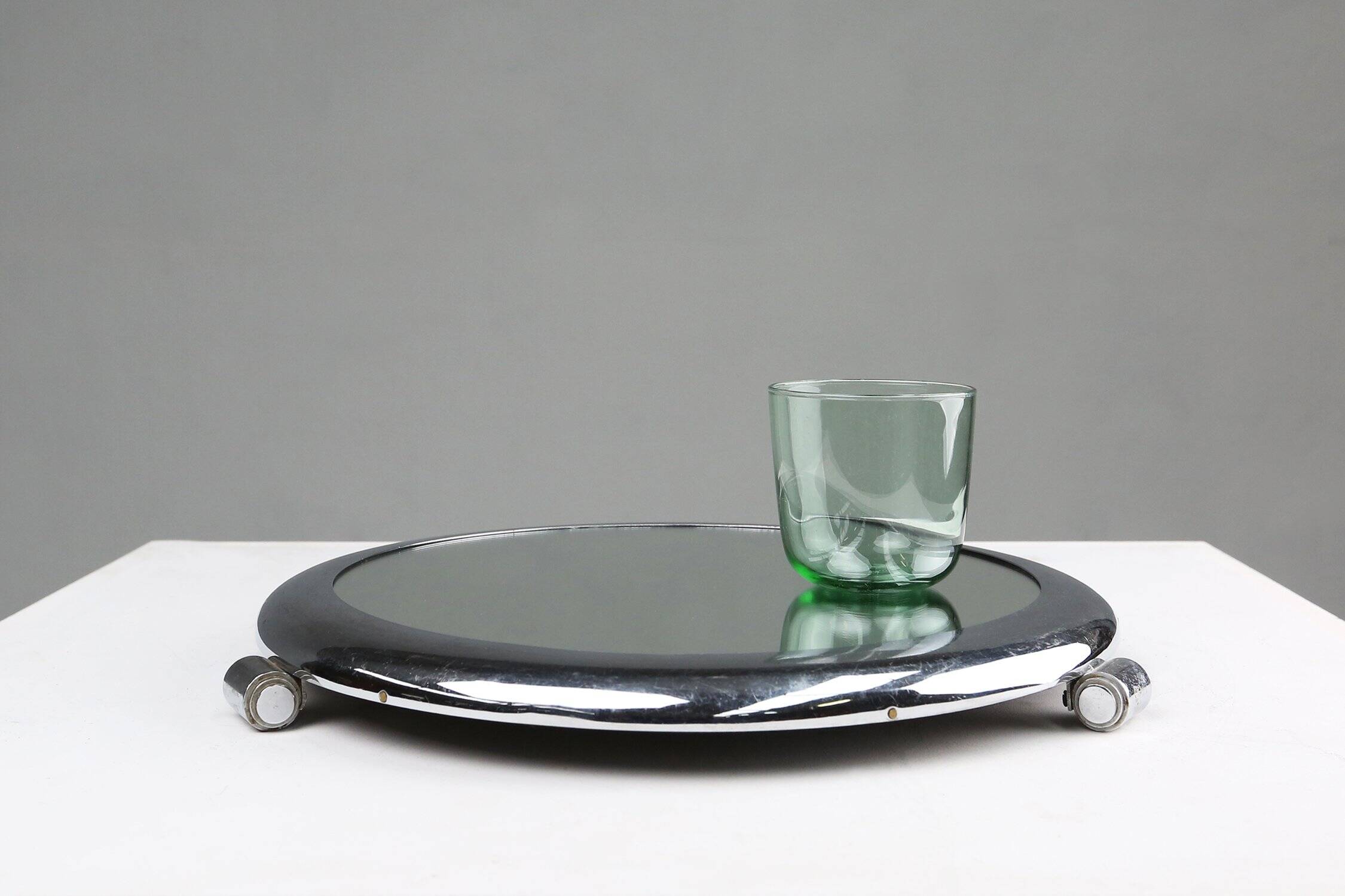 Chrome and mirror Art Deco Serving Tray, Belgium 1930s