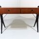 Vintage teak desk with black scissor legs 1960's