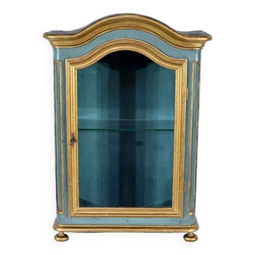 Petite Vitrine en Bois peint et Doré, style Louis XV – Début XIXe | Selency
