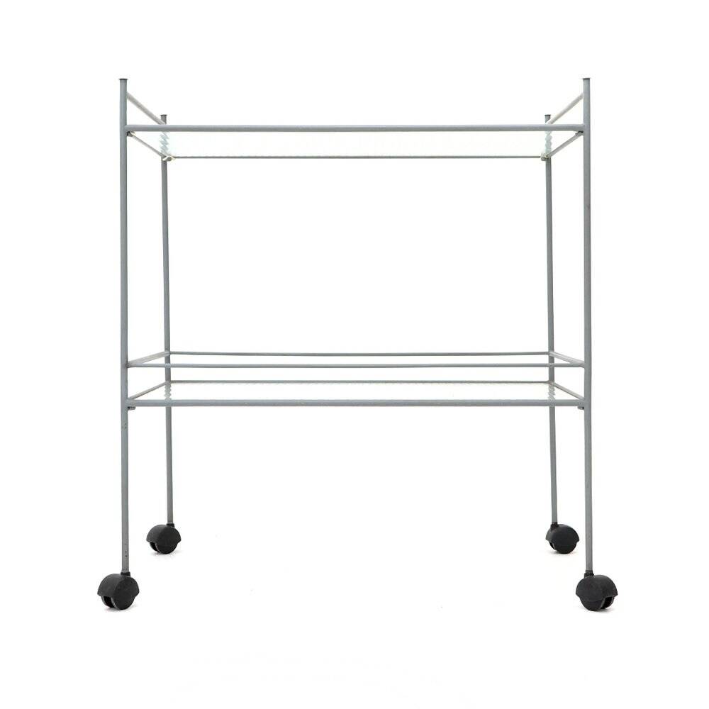 1980s metal and glass serving trolley
