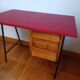 Bureau mid century skaï rouge