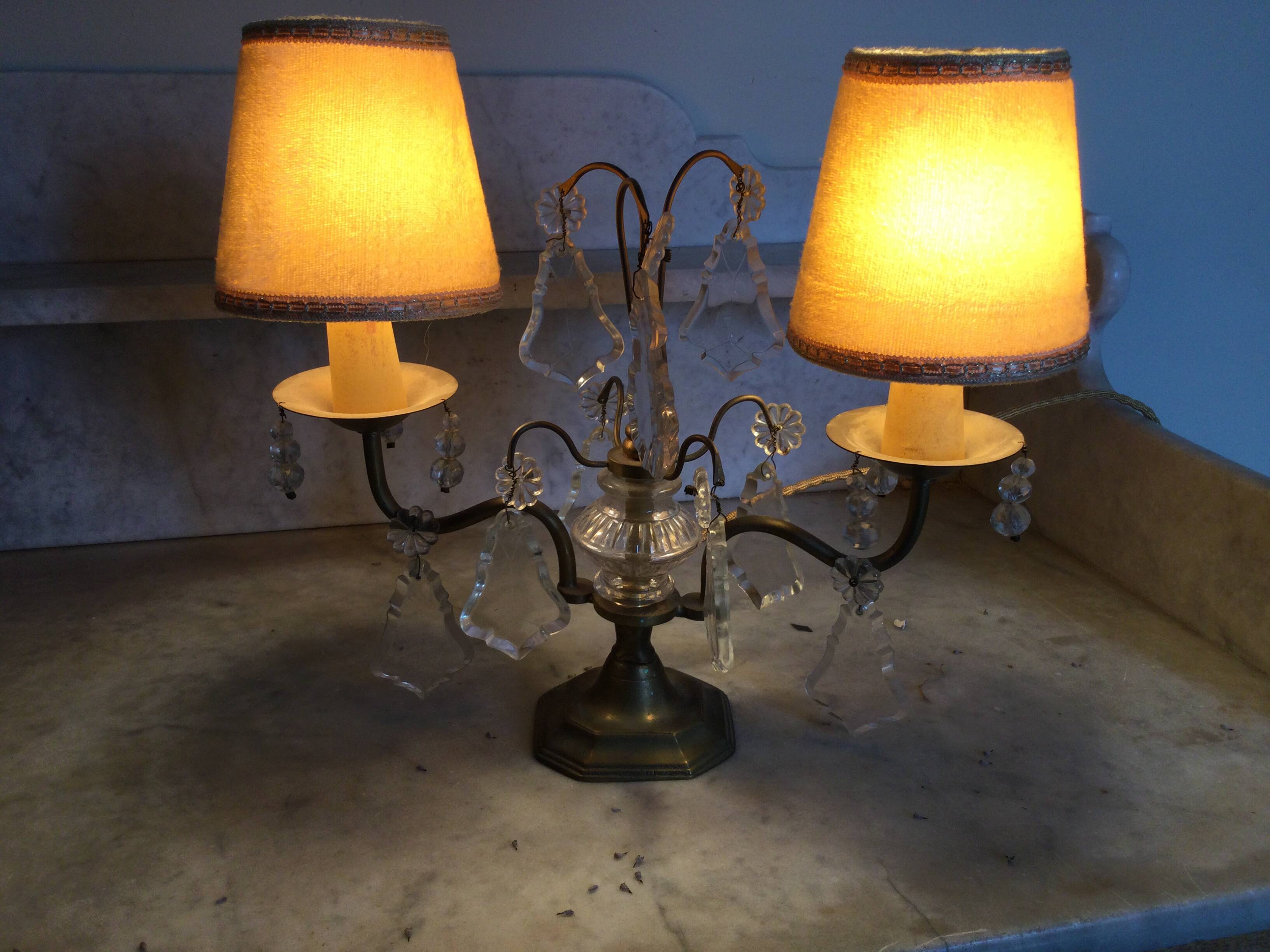 Antique brass lamp with 2 branches