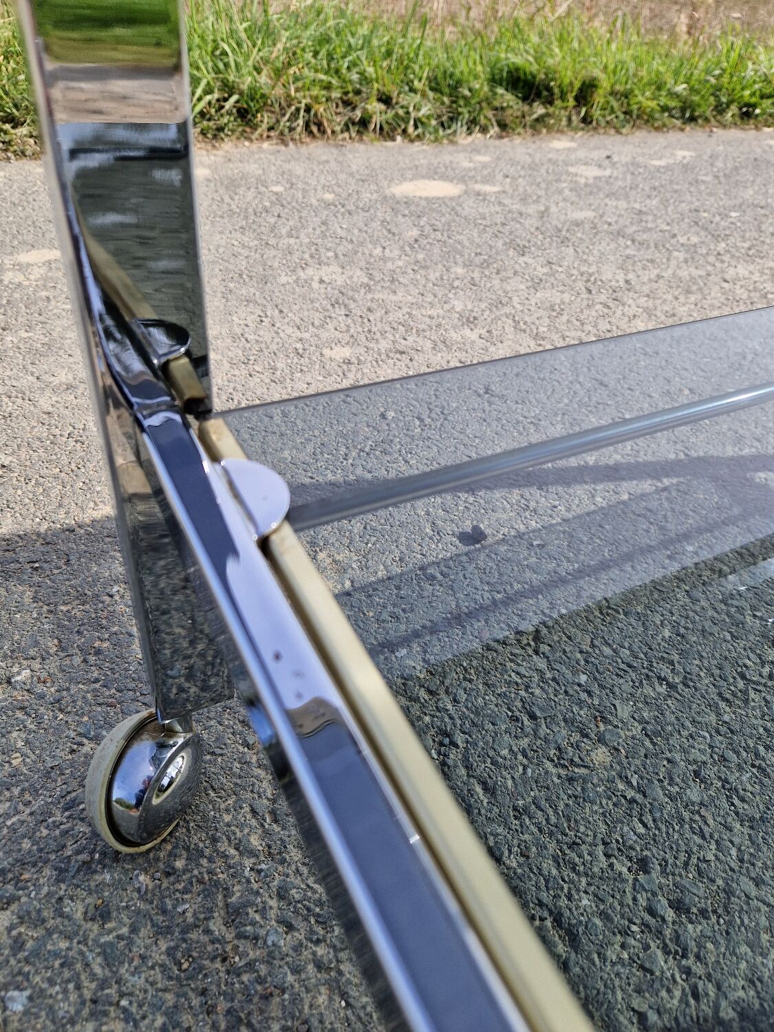 1970s chrome and smoked glass coffee table