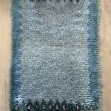 Tapis Rya vintage en laine suédoise, tissé à la main et signé S.L., années 1960