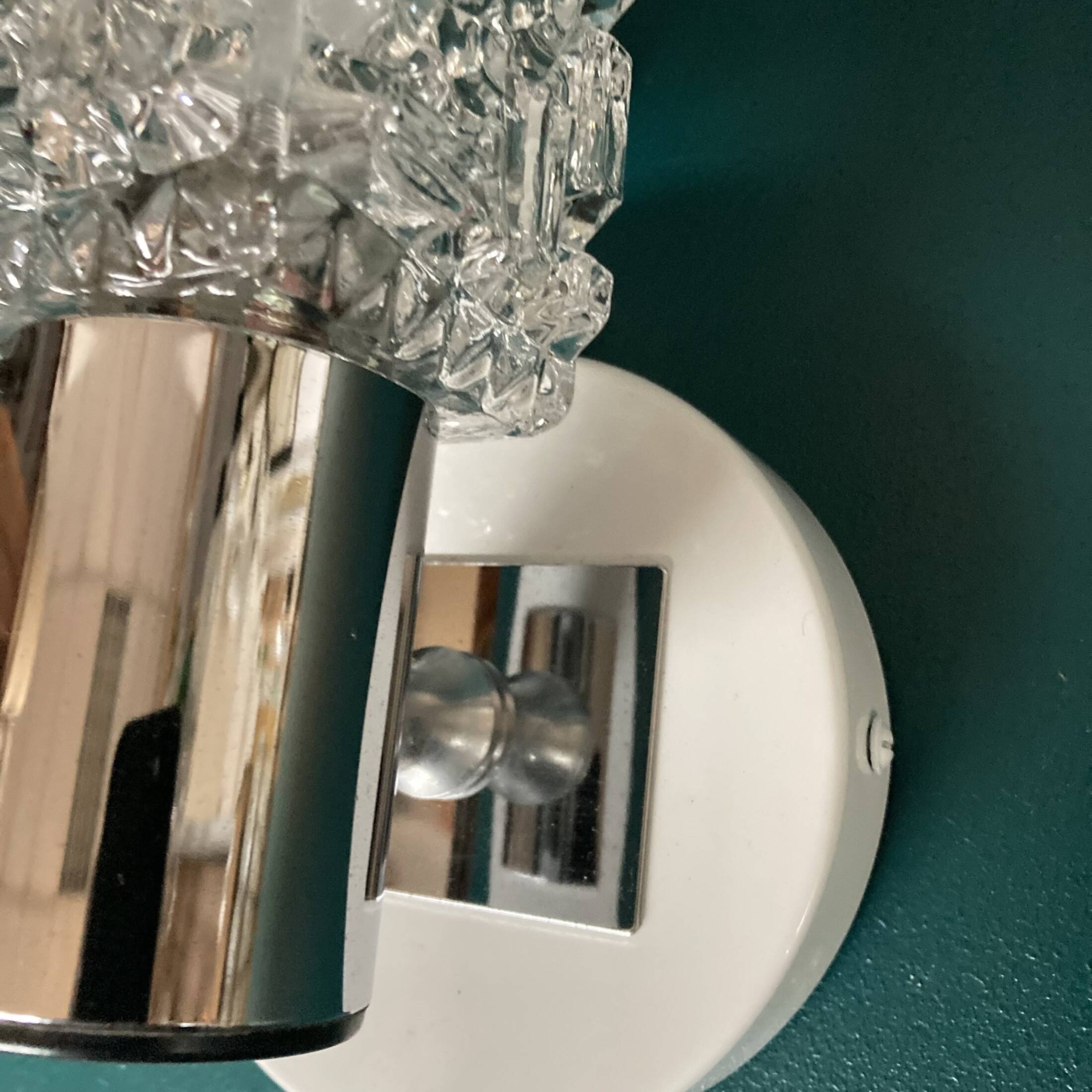 Pair of wall lights stainless steel glass minimalist 1970 seventies antique transparent luminaire