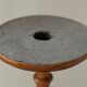 Turned wood lamp.