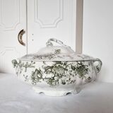 Antique Doulton Brurslem English Porcelain Tureen with Rose and Waratah Pattern from 1920