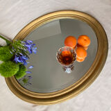 20th century golden oval mirror