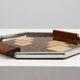 Art Deco Whiskey Tray in Metal and Wood, Belgium 1920s