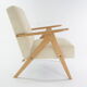 Fauteuil kompas velours côtelé crème
