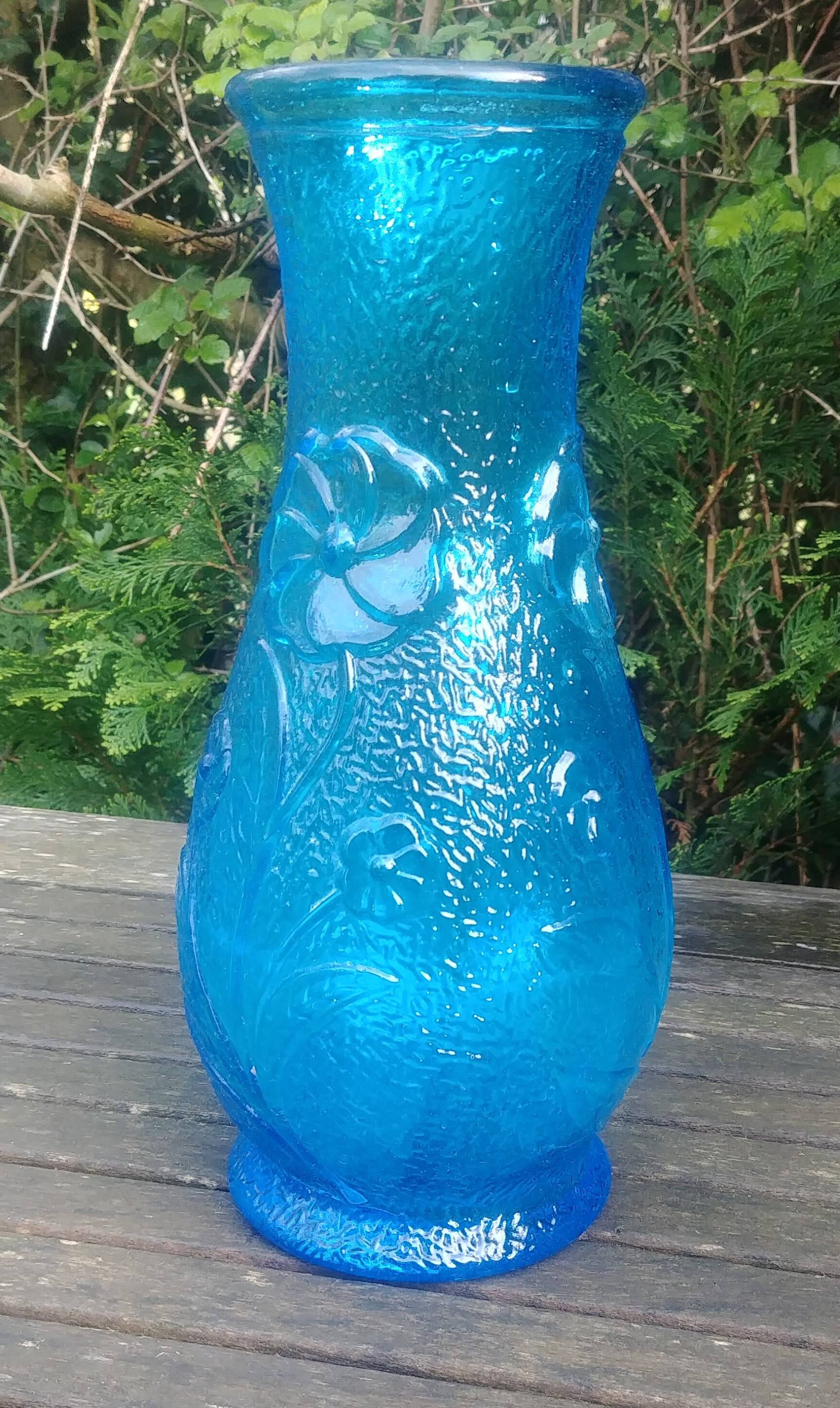 Blue glass vase from vintage Empoli glassware 70s/80s