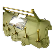 Portemanteau mural vintage vert olive avec miroir