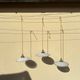 Trio vintage pendant light wavy opaline lampshade golden wires old light