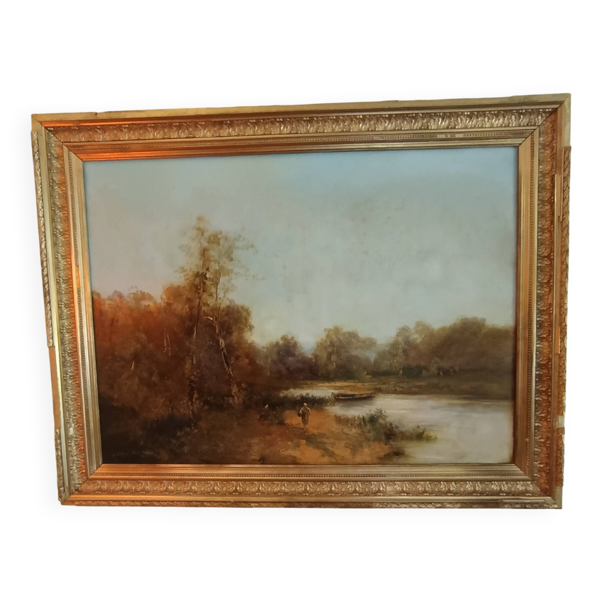 Émile Godchaux (attributed) – Important river landscape, oil on canvas, c.