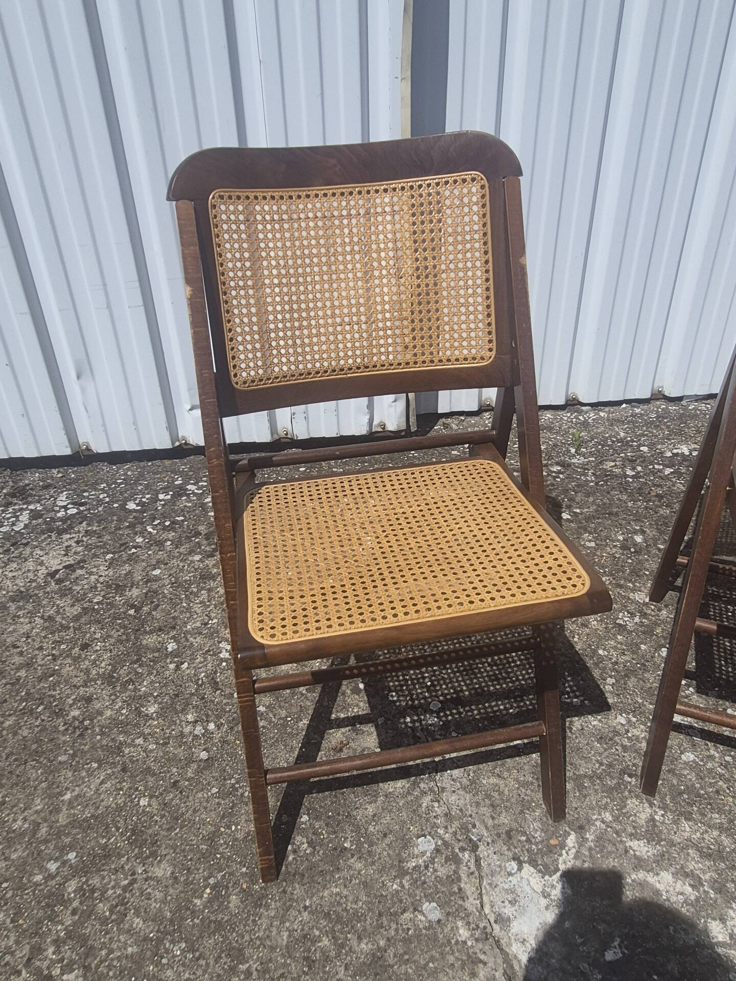 Vintage 2 chaises pliantes bois et cannage