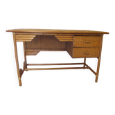 desk - wood-bamboo and woven wicker rattan - 2 drawers - large top - 80