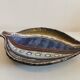 Danish ceramic dish shaped like a leaf.