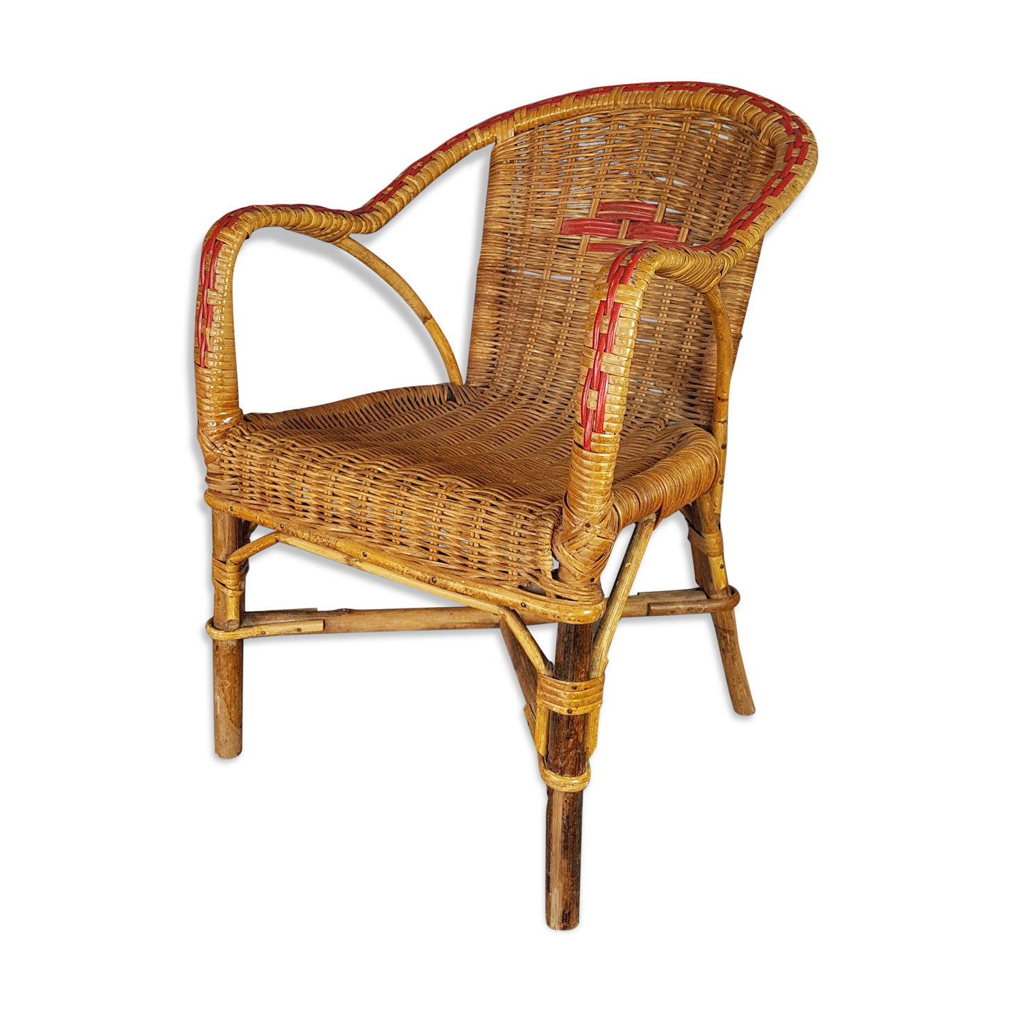 Fauteuil enfant rotin & osier vintage 70s