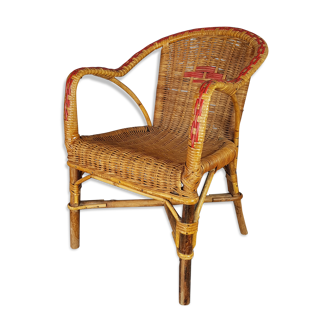 Rattan child chair - vintage 70s wicker