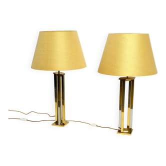 Pair of very rare 1970s XXL brass table lamps from Vereinigte Werkstätten