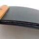 Scandinavian chair in beech and imitation leather black / vintage 60s-70s