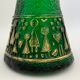 Vintage vase in moulded glass, green and gold patterns - 1970s