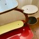 Table arbre porte-plantes vintage en formica et bois pieds compas circa 1960
