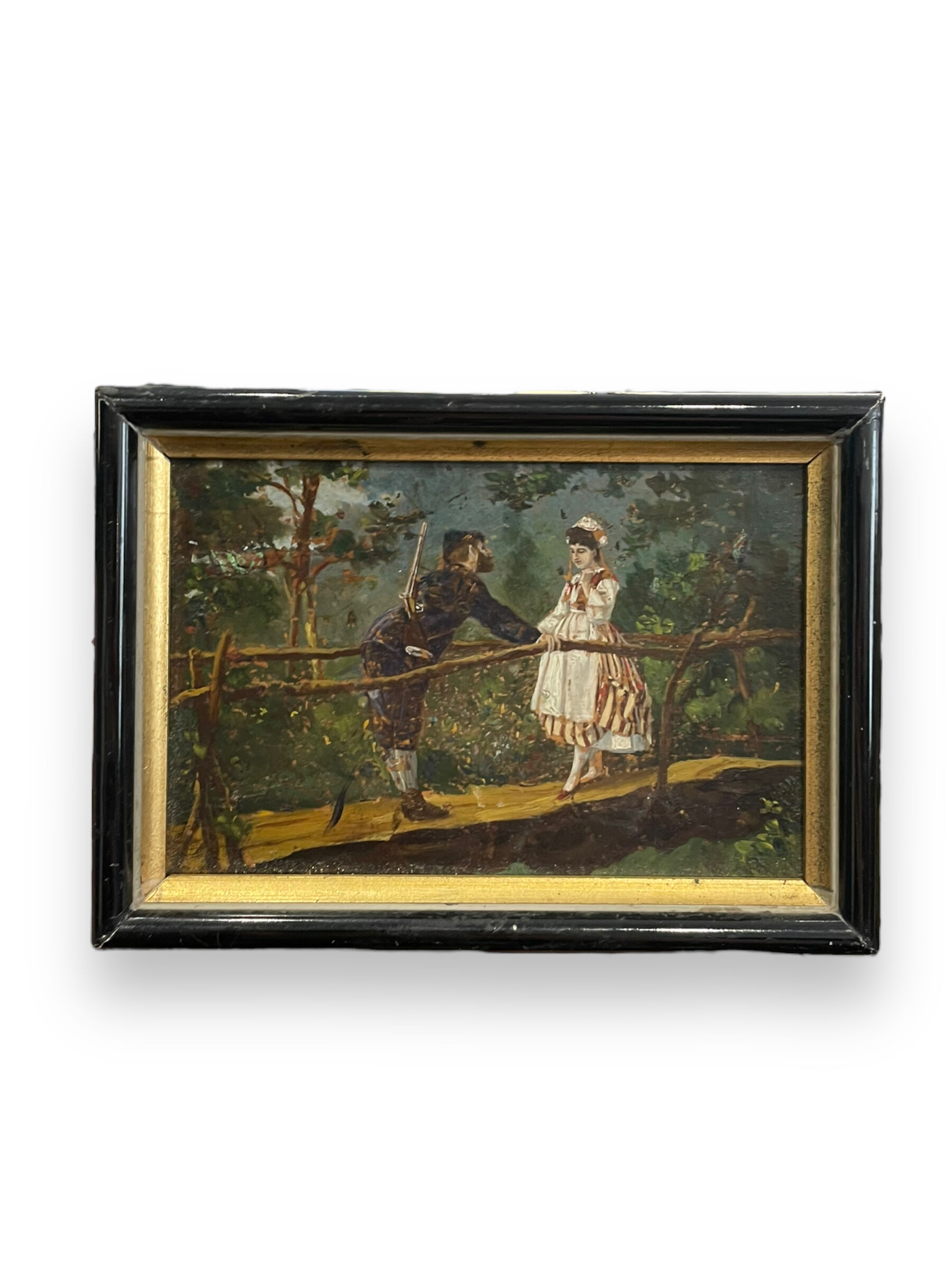 Oil on panel XIXth gallant scene