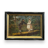 Oil on panel XIXth gallant scene
