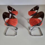 Set of 4 Italian dining chairs in plexiglass from the Spage era, 1970.