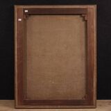 Antique Italian painting of adoration of friars with cherubs 17th century