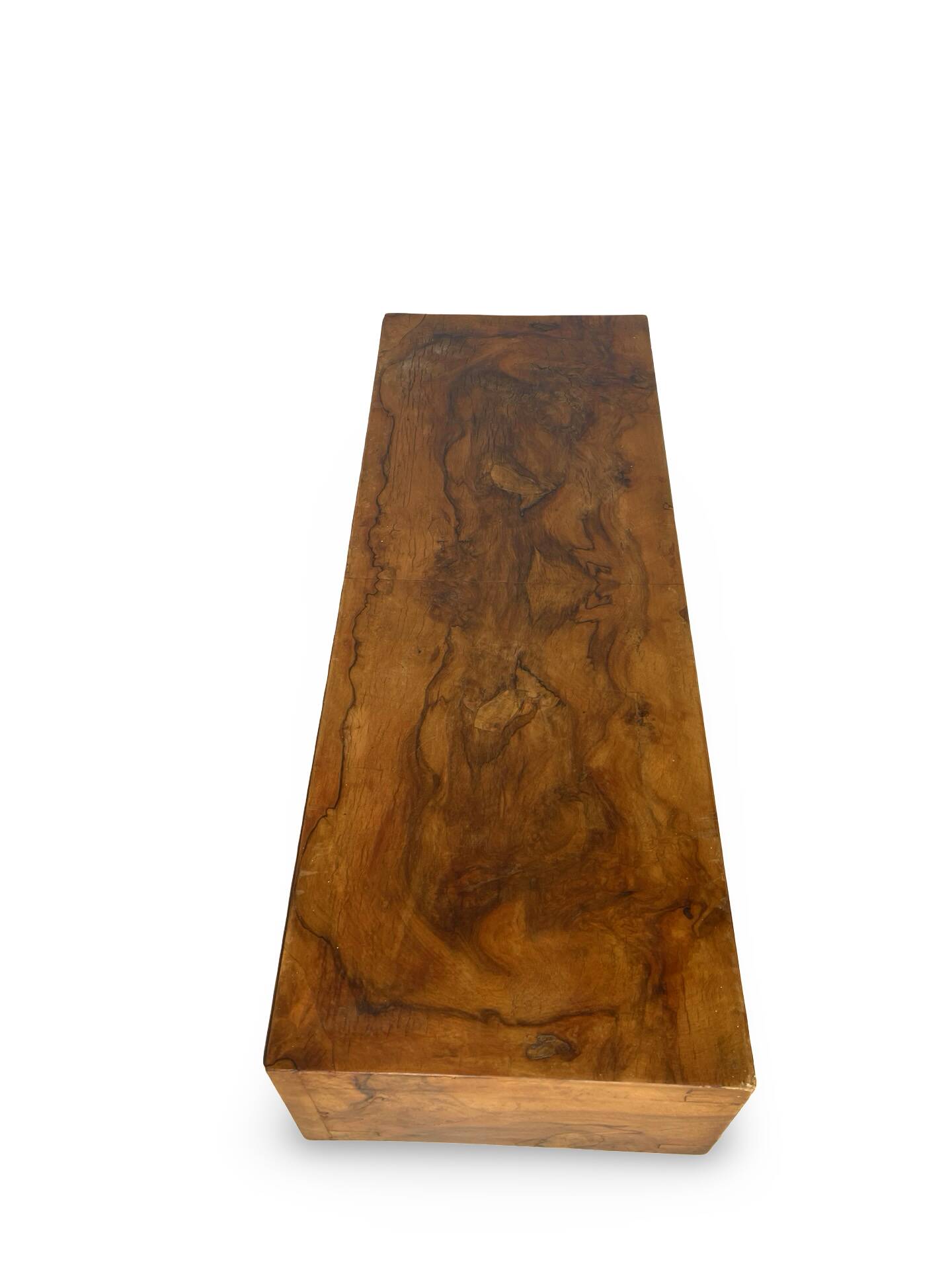 Italian burl walnut art deco console table, 1930s.