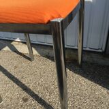 Set 3 chrome steel chairs - 1 70's stool