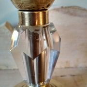 Petite lampe de chevet années 40 - pied en verre taillé et laiton