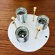 1 of 2 Large Brass and Floral Ice Glass Flush Light by Glashütte Limburg