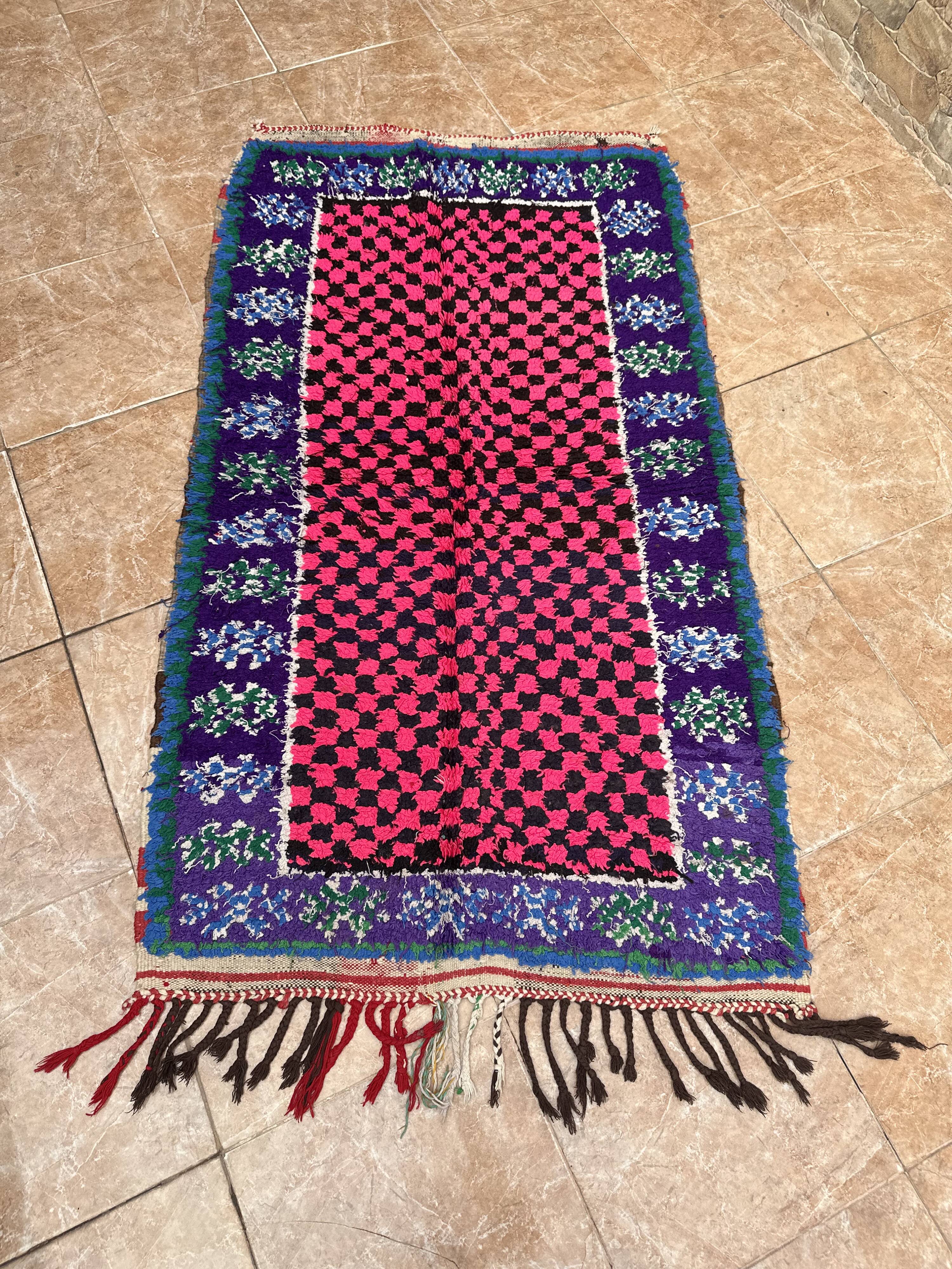 Vintage Moroccan Bouchaouit Rug: Berber Art Deco Rug, Handmade