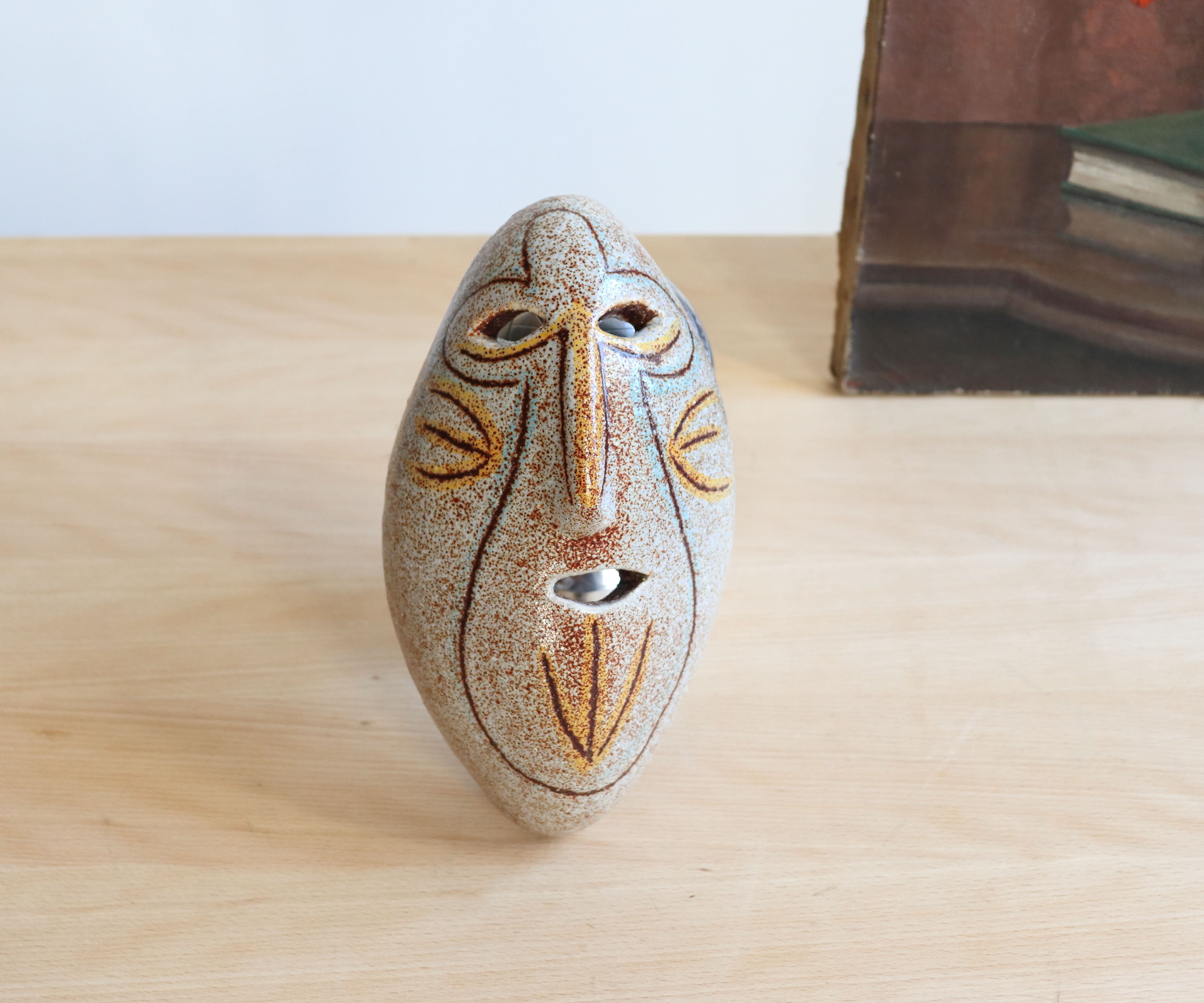 Ceramic wall mask Mayan mask from Accolay, 60s