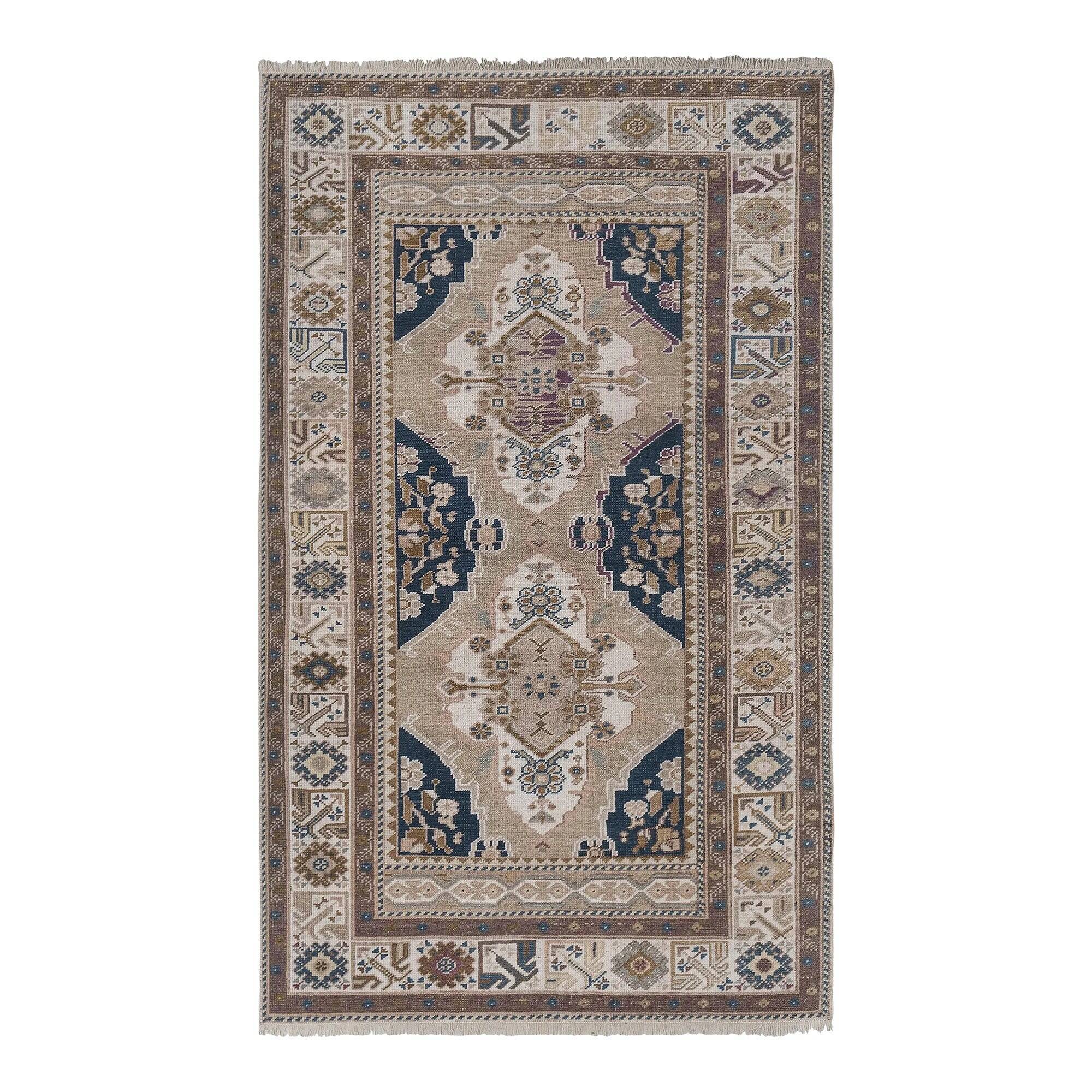 Tapis Oushak turc vintage 91x156 cm