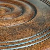 Low tripod stool in vintage turned solid wood