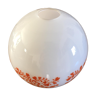 Cylindrical globe in white opaline and orange floral motifs