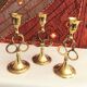 Trio of golden brass candle holder INDIA vintage