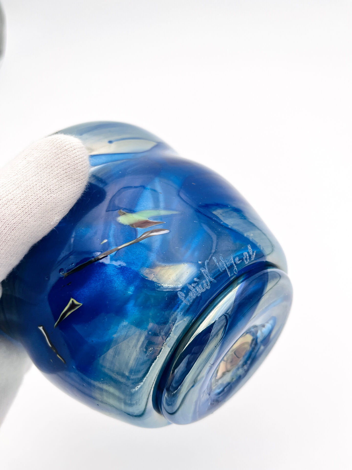 Vase Art Glass Signed Patrick Lepage 2002 - Blown Glass Fuming Oxides