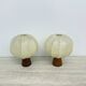Pair of Goldkant Leuchten cocoon with teak base table lamps, 1970s