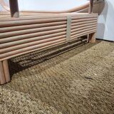 Ensemble lits et tables de nuits en rotin rose